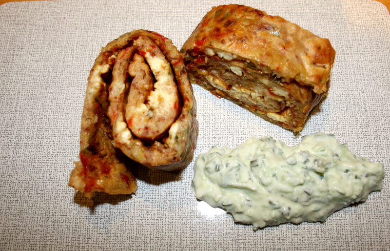 Speck-Lauch-Pfannkuchenrolle