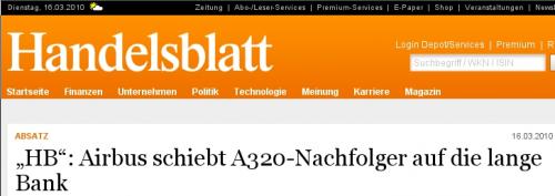 "HB" - Airbus schiebt A320-Nachfolger auf die lange Bank